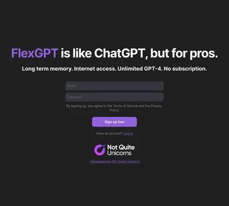 Screenshot of the site of FlexGPT