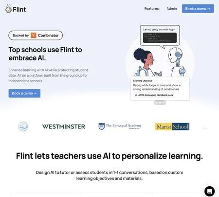 Screenshot of the site of Flint