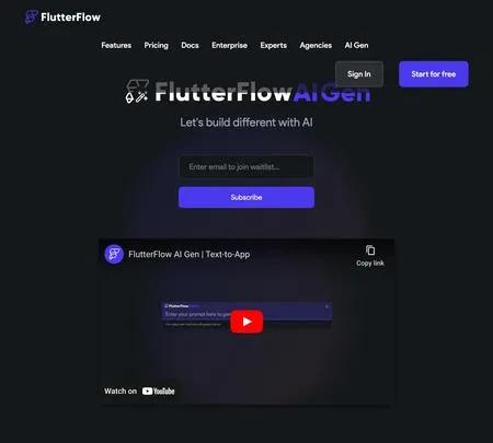 Screenshot of the site of FlutterFlow