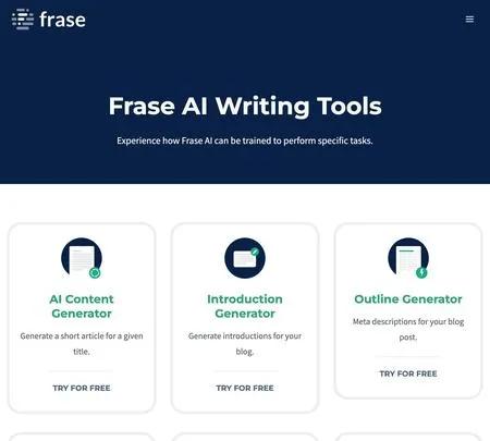 Screenshot of the site of Frase