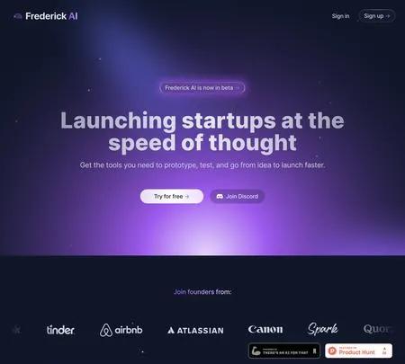 Screenshot of the site of Frederick