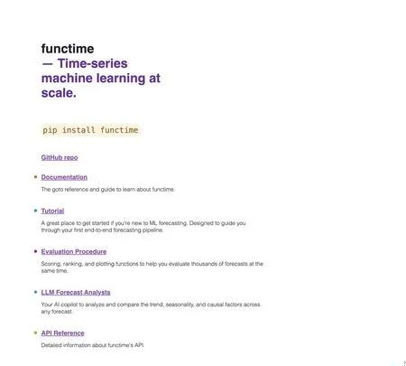 Screenshot of the site of Functime