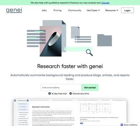 Screenshot of the site of Genei