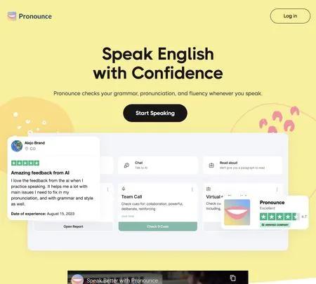 Screenshot of the site of Pronounce