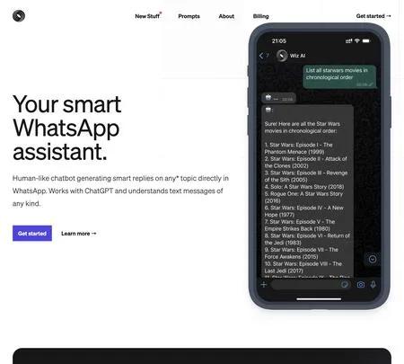 Screenshot of the site of WizAI