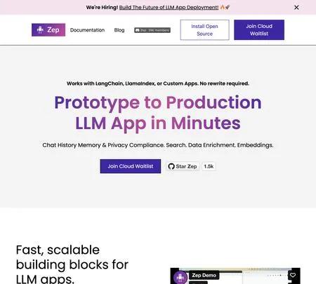 Screenshot of the site of Zep