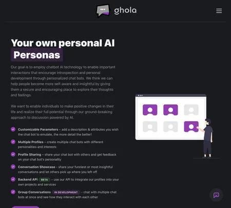 Screenshot of the site of Ghola