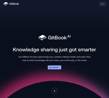 Screenshot of the site of GitBook