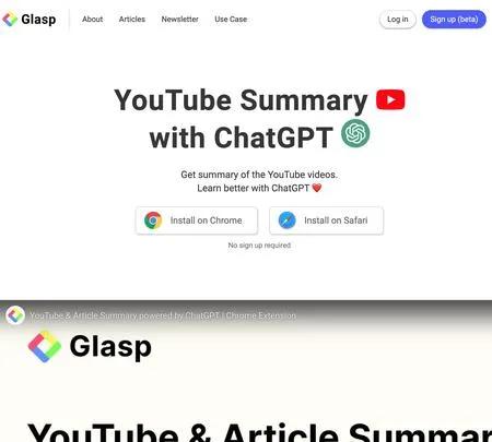 Screenshot of the site of Glasp