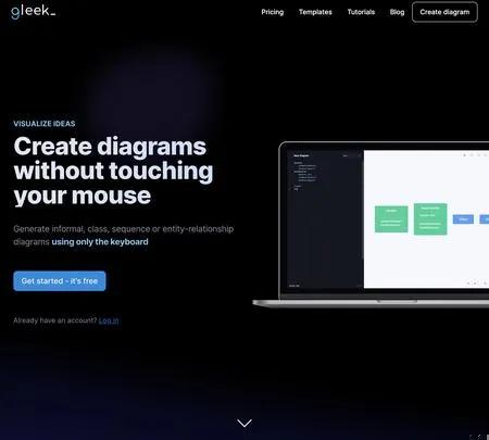 Screenshot of the site of Gleek