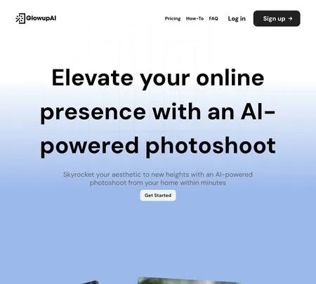Screenshot of the site of Glowup AI