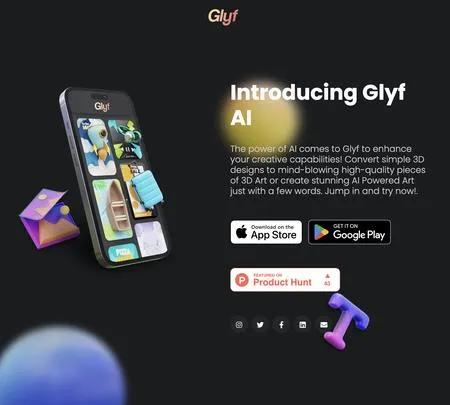 Screenshot of the site of Glyf
