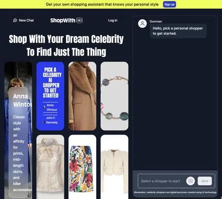 Screenshot of the site of ShopWithAI