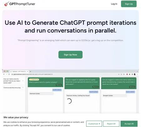 Screenshot of the site of GPT Prompt Tuner