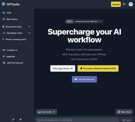 Screenshot of the site of GPTsuite