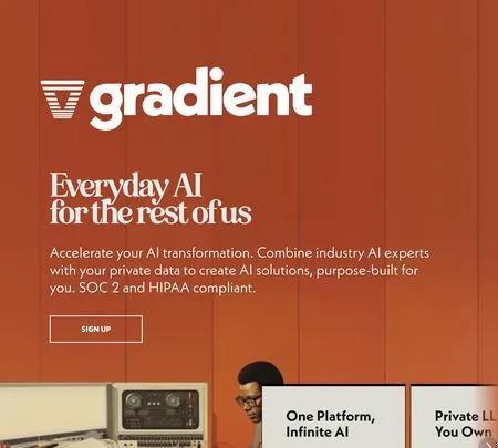 Screenshot of the site of Gradient.AI