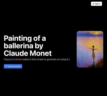 Screenshot of the site of Happy Accidents