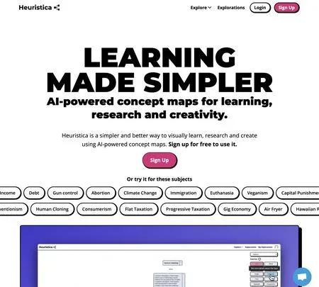 Screenshot of the site of Heuristica