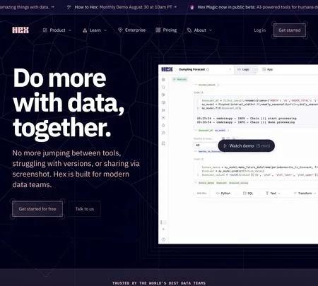 Screenshot of the site of Hex Magic