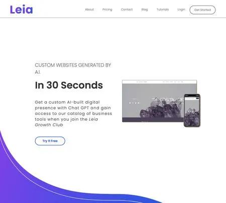 Screenshot of the site of Leia