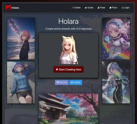 Screenshot of the site of Holara