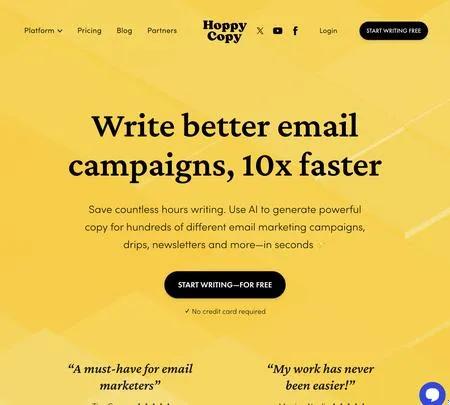 Screenshot of the site of Hoppy Copy