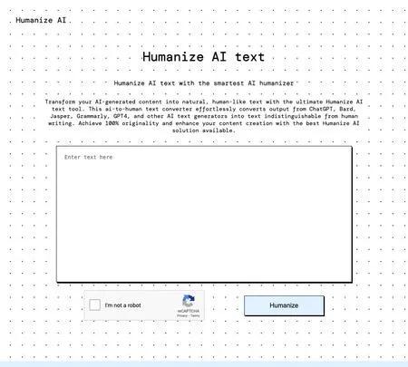 Screenshot of the site of HumanizeAI