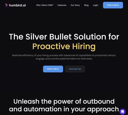 Screenshot of the site of Humbird