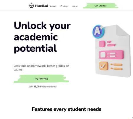 Screenshot of the site of Huxli