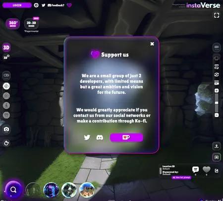 Screenshot of the site of instaVerse