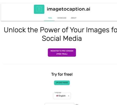 Screenshot of the site of imagetocaption.ai