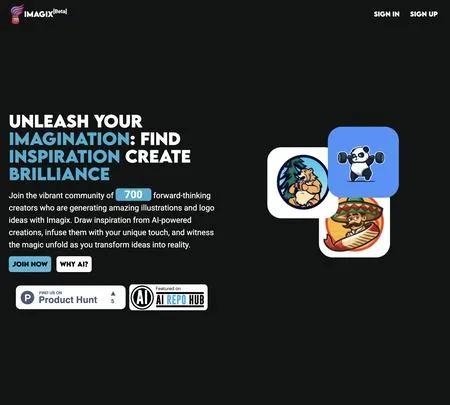 Screenshot of the site of Imagix