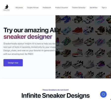 Screenshot of the site of Sneaker Design by Imajinn