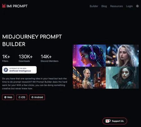 Screenshot of the site of IMI Prompt