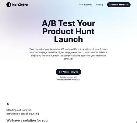 Screenshot of the site of Indiezebra