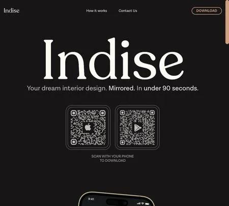 Screenshot of the site of Indise