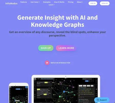 Screenshot of the site of InfraNodus