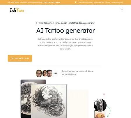 Screenshot of the site of Inktune