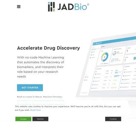 Screenshot of the site of Jadbio