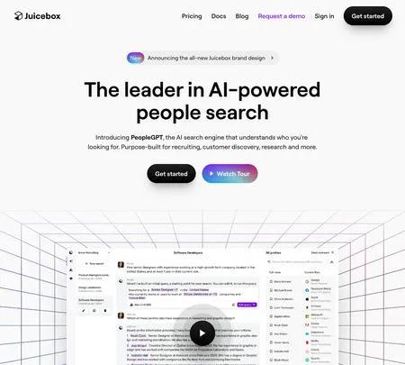 Screenshot of the site of Juicebox AI