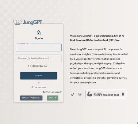 Screenshot of the site of JungGPT