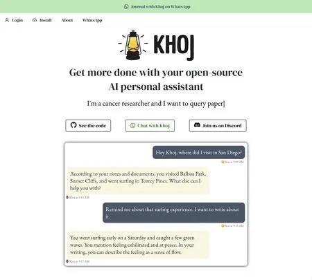 Screenshot of the site of Khoj