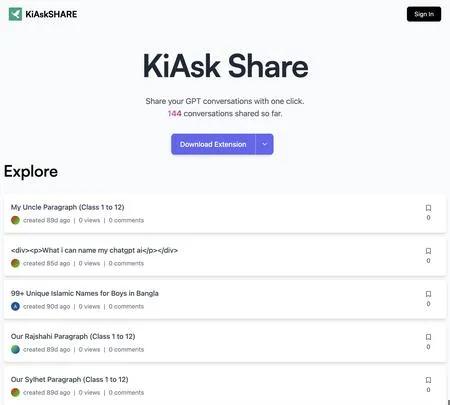 Screenshot of the site of KiAsk