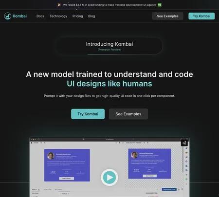 Screenshot of the site of Kombai