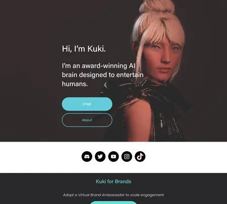 Screenshot of the site of Kuki AI