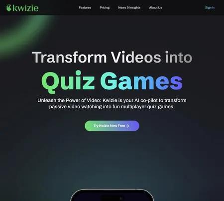 Screenshot of the site of Kwizie