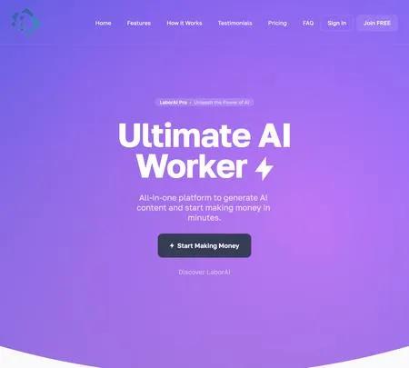 Screenshot of the site of LaborAI