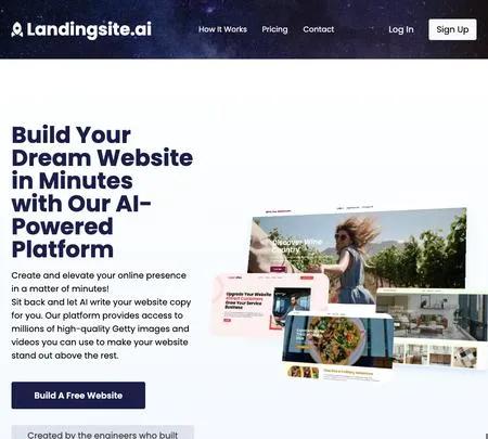 Screenshot of the site of Landingsite