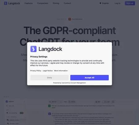 Screenshot of the site of Langdock