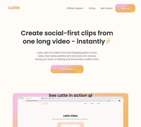Screenshot of the site of Latte